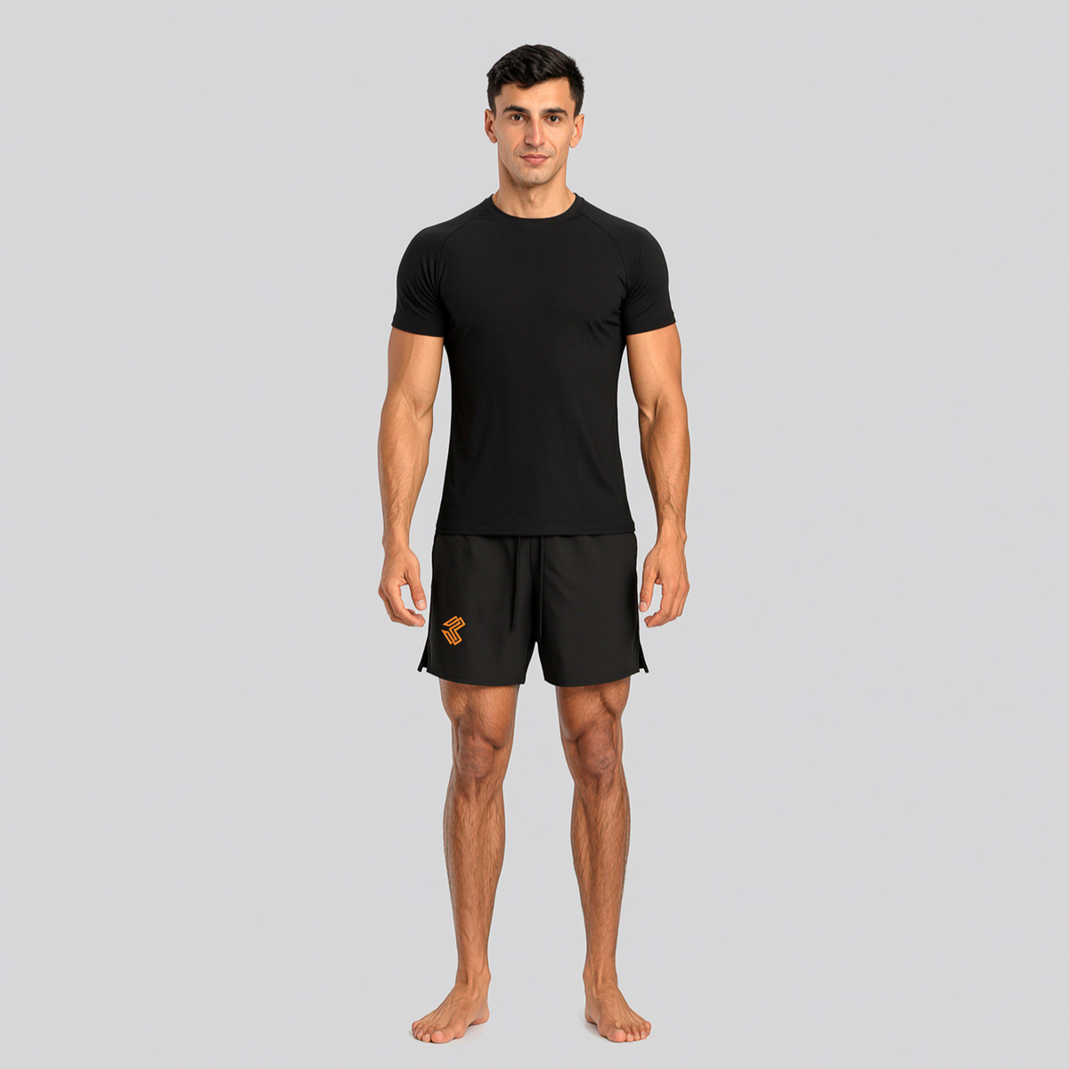 Liga Combat Rounds Training Shorts studio product shot, black loose knee-length training shorts