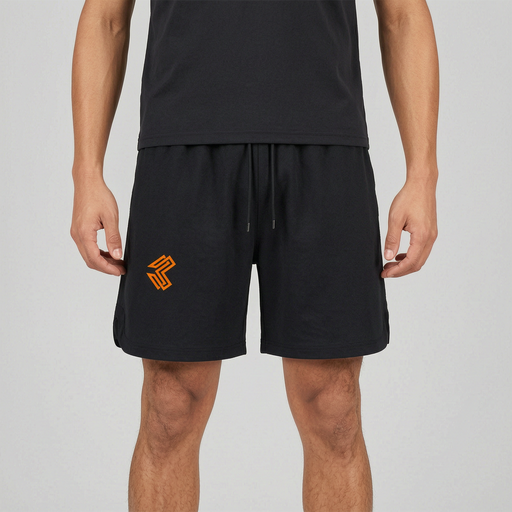 Liga Combat Rounds 2-in-1 Shorts studio product shot, black mesh-lined training shorts