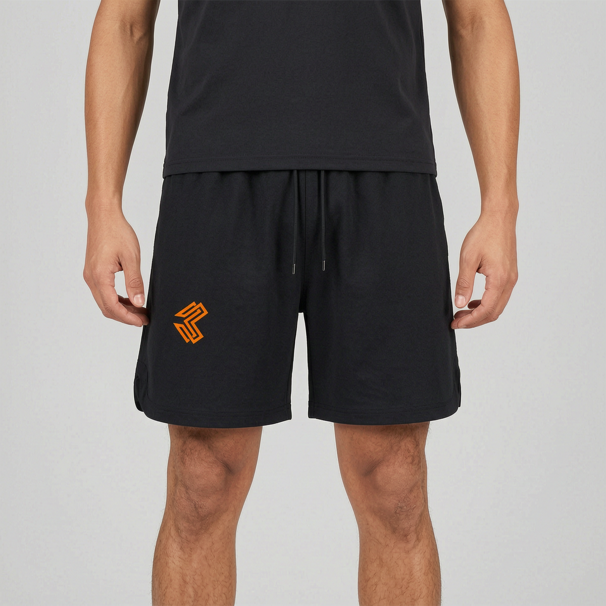 Liga Combat Rounds 2-in-1 Shorts studio product shot, black mesh-lined training shorts
