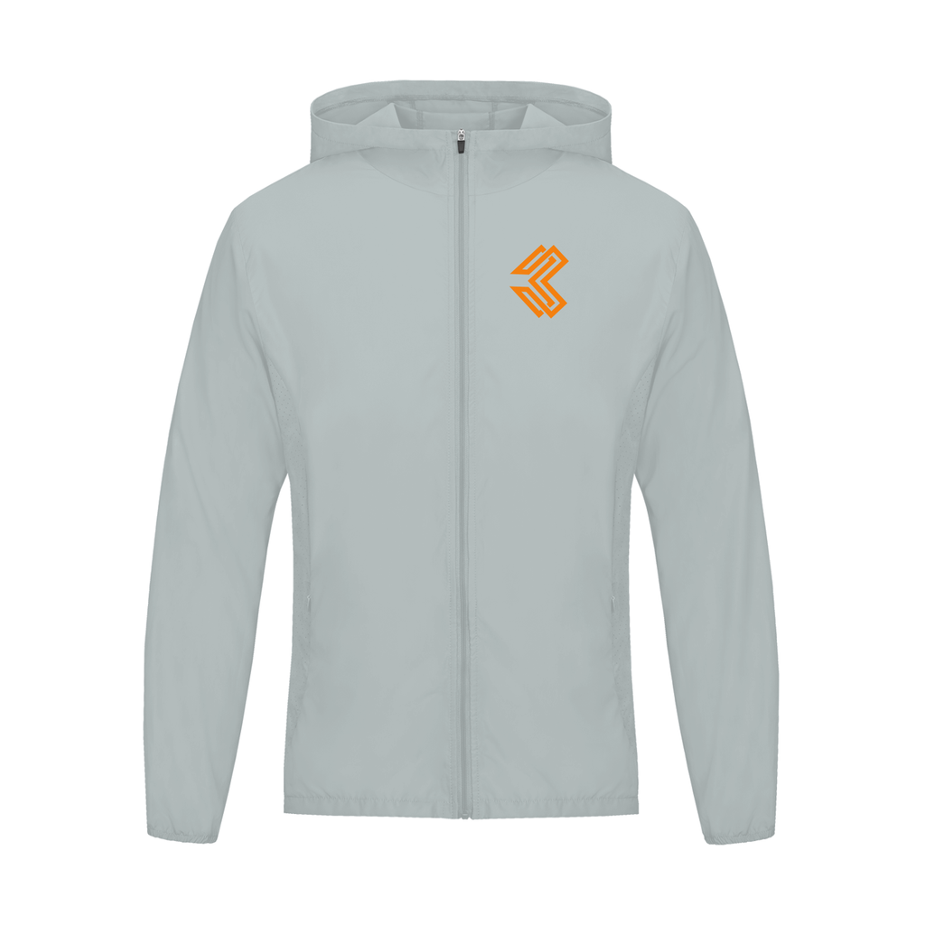 Liga Combat Rounds Hooded Jacket in light grey, front view, full-zip hooded layer