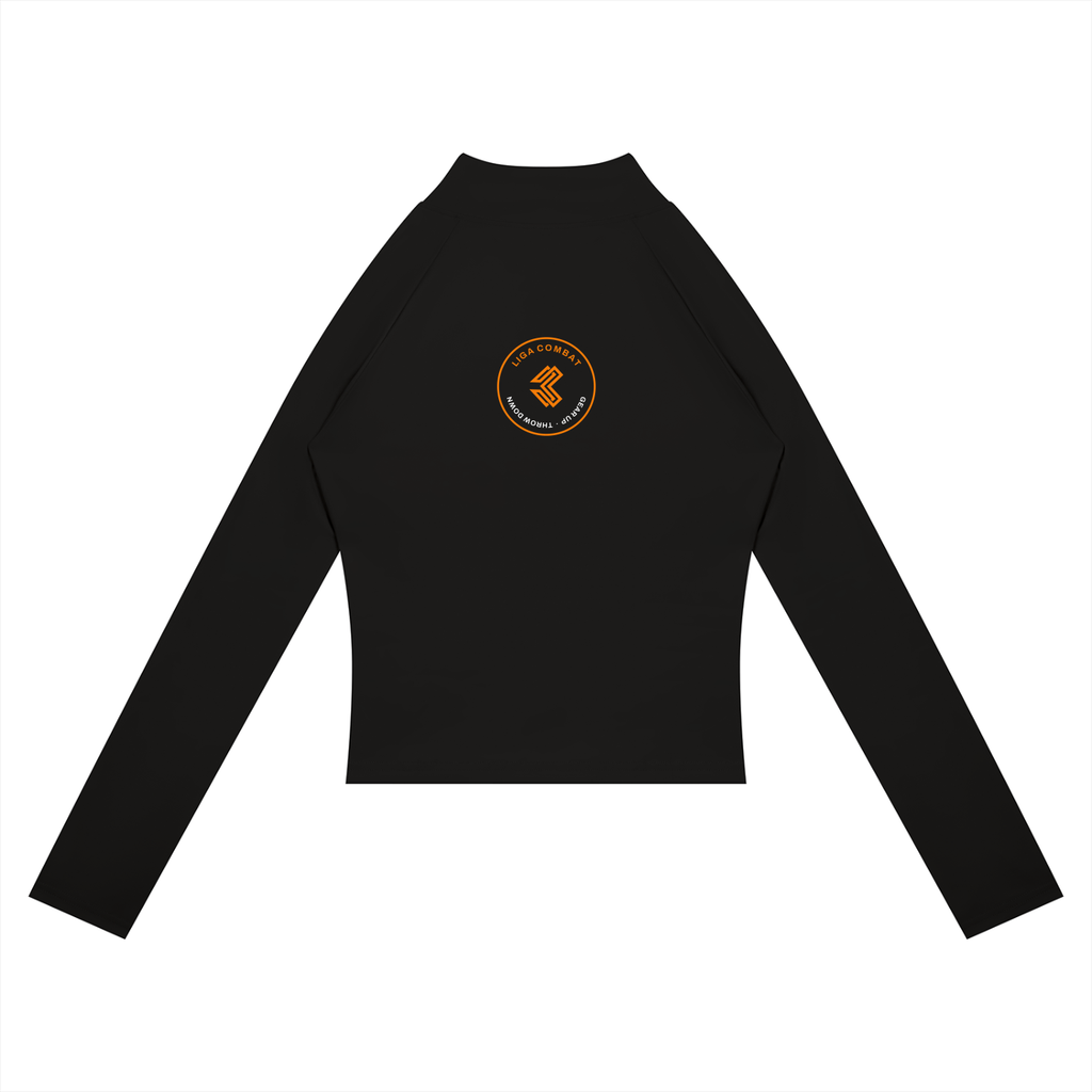 Liga Combat Between Rounds Jacket back view with the Liga Combat roundel across the upper back