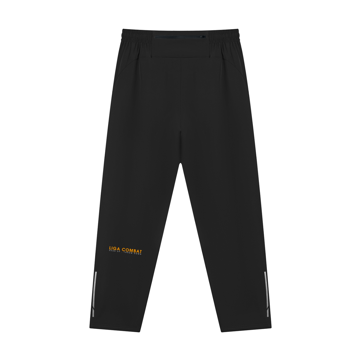 Liga Combat Rounds Jogger in black, back view with the LIGA COMBAT wordmark and tagline