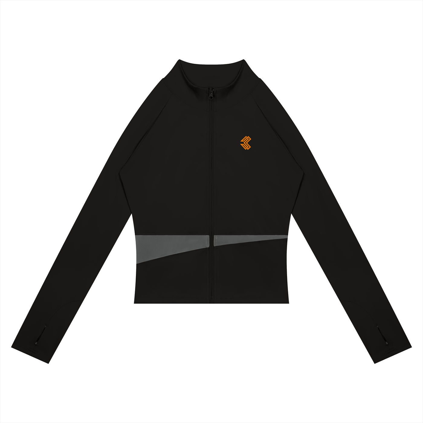 Liga Combat Between Rounds Jacket front view, cropped full-zip with stand collar, mesh panel and chest monogram