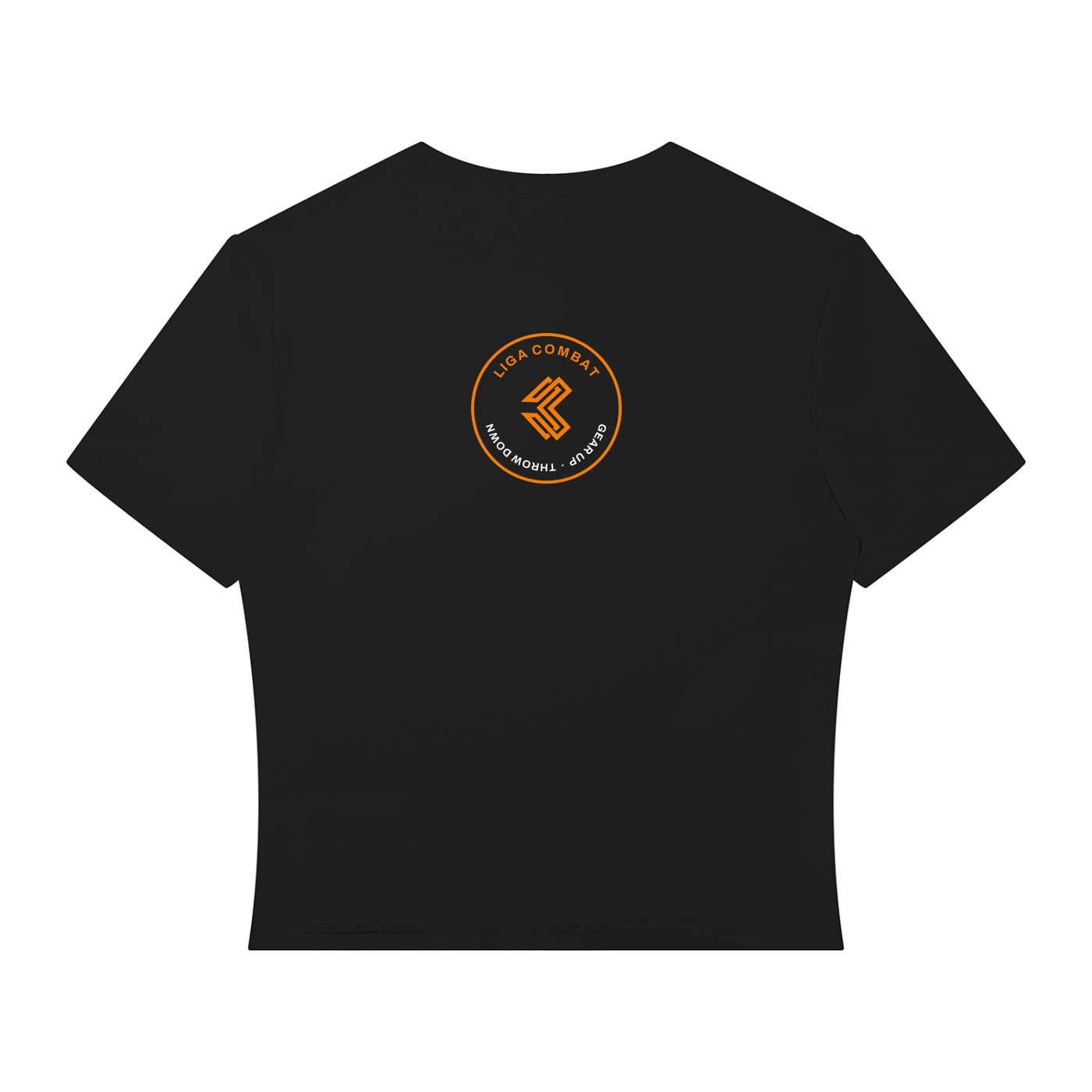 Liga Combat Southern Cross Crop back view with the Liga Combat roundel across the upper back