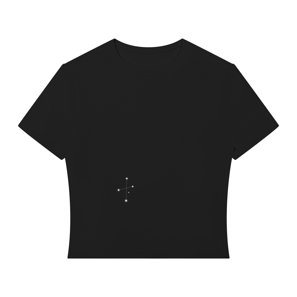 Liga Combat Southern Cross Crop front view with the Southern Cross on the left ribcage, cropped training tee